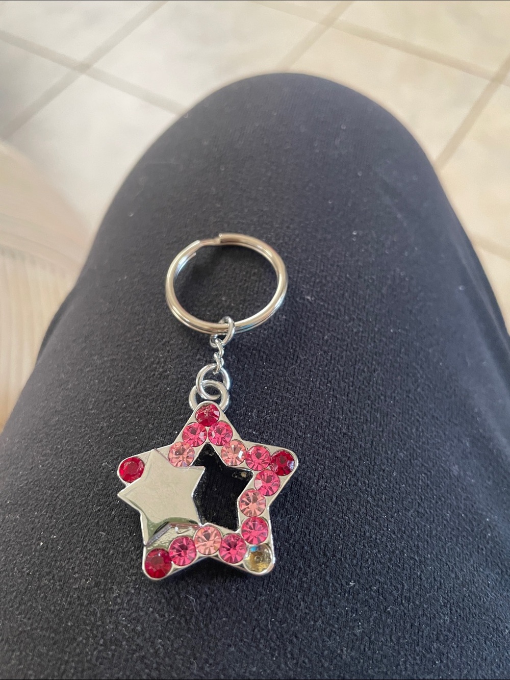 Sparkling Pink Star Keychain